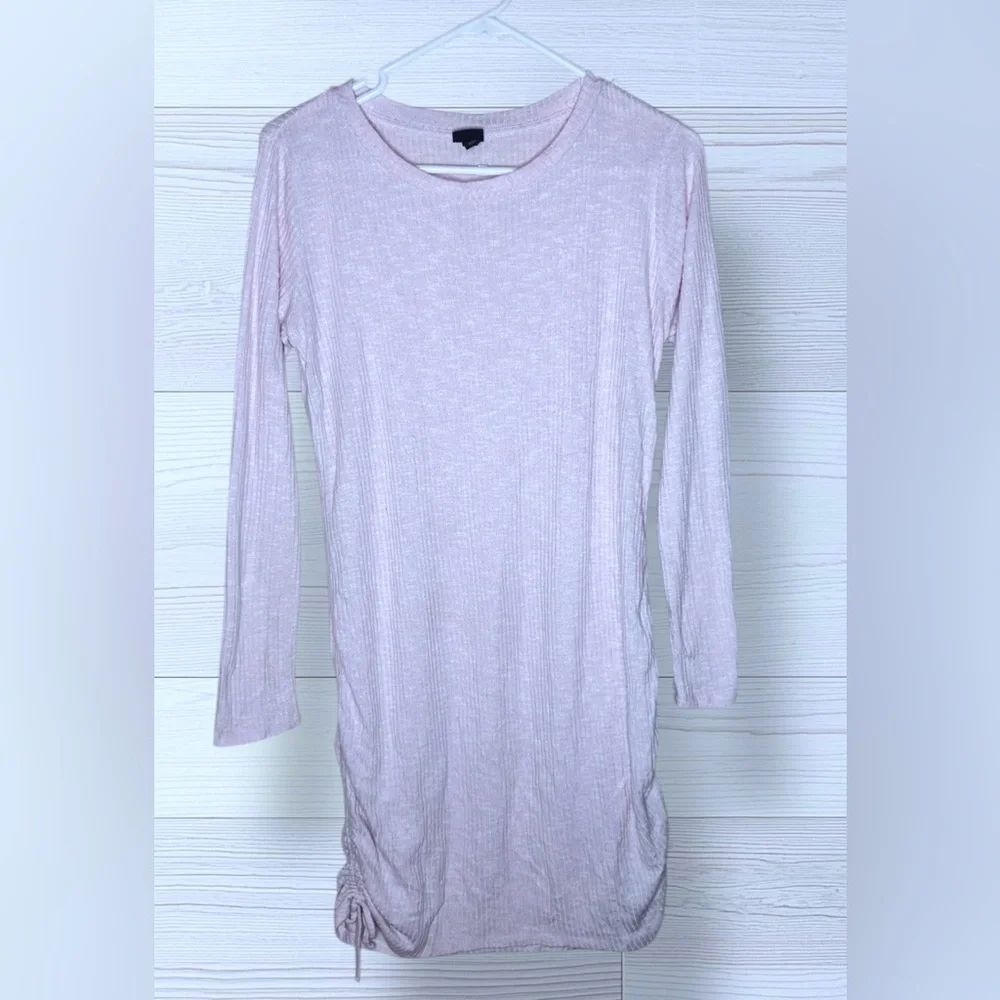 ART CLASS Girls Baby Pink Side Cinch Long Sleeve Knit Dress - Picture 2 of 8